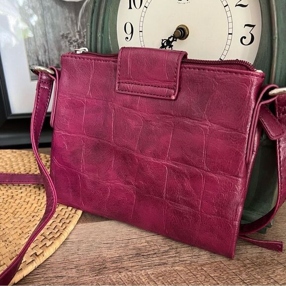 Nine West Burgundy Crocodile Crossbody Bag - Picture 5 of 9